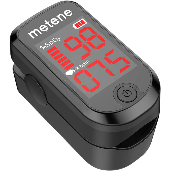 Pulse Oximeter Fingertip, Blood Oxygen Saturation Monitor Heart Rate Monitor Meter, Portable Spo2 Oximeter with 2 Batteries and Lanyard (Classic Matte Black)